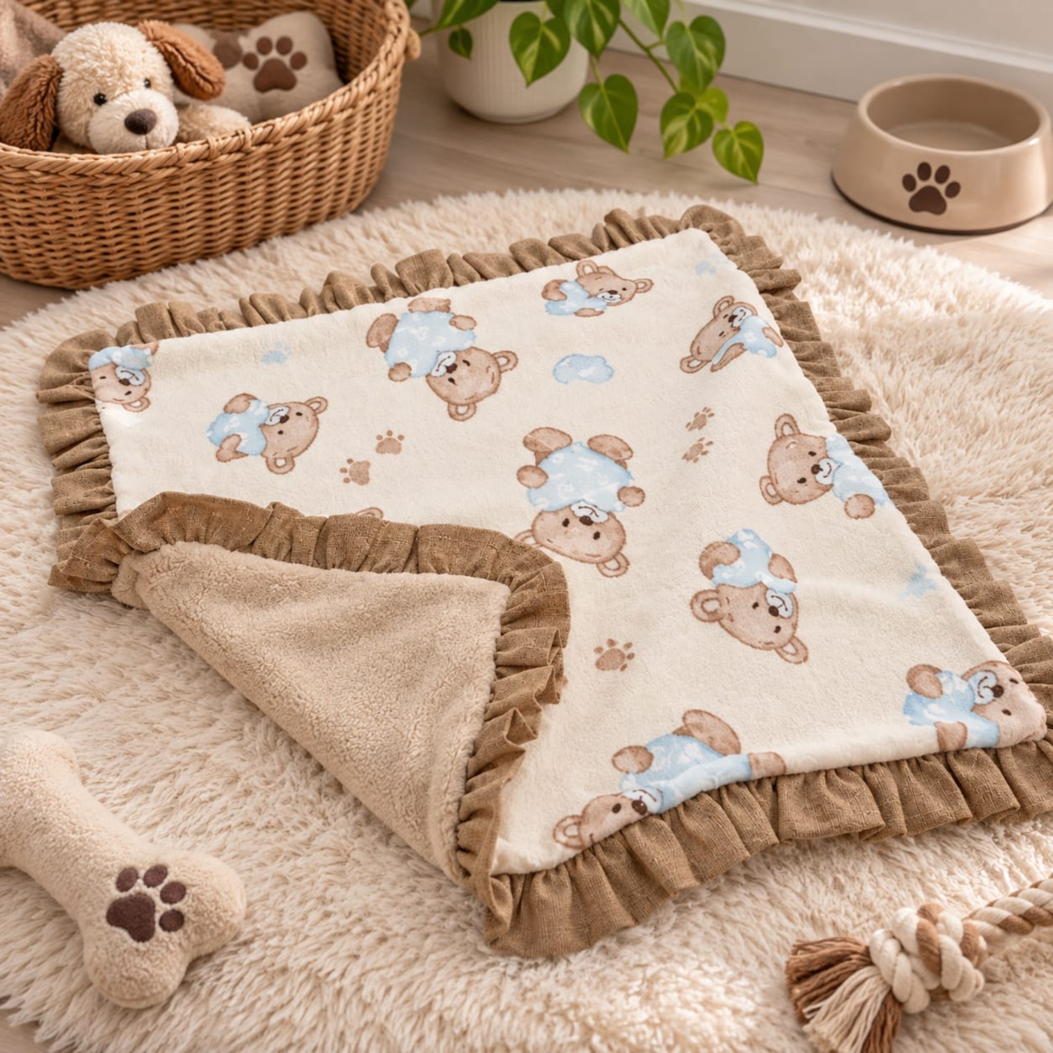 Coperta Pet Cocoon Rosa a Pois con Minnie